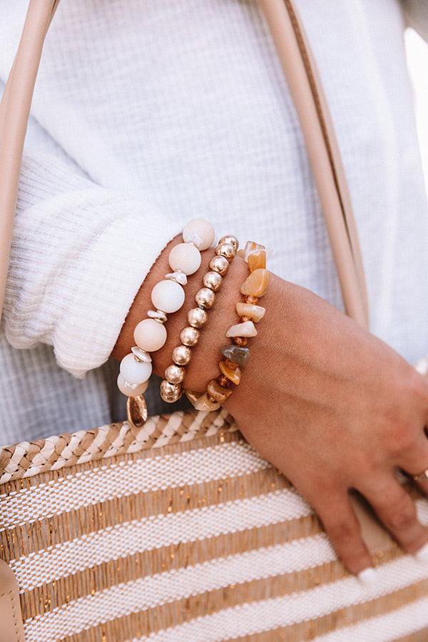 Impressions Passion Tea Semi Precious Bracelet Set In Gold