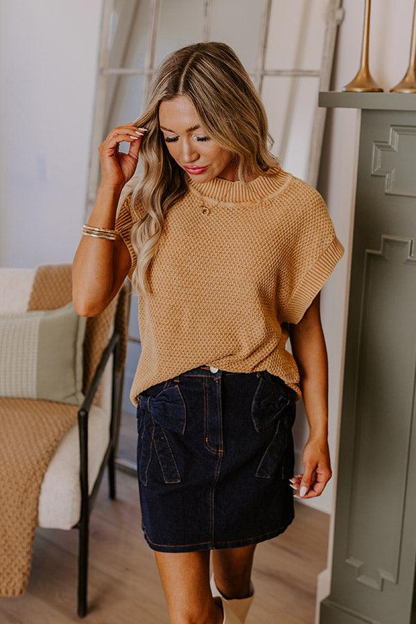 Impressions Patio Views Vintage Wash Knit Top In Camel