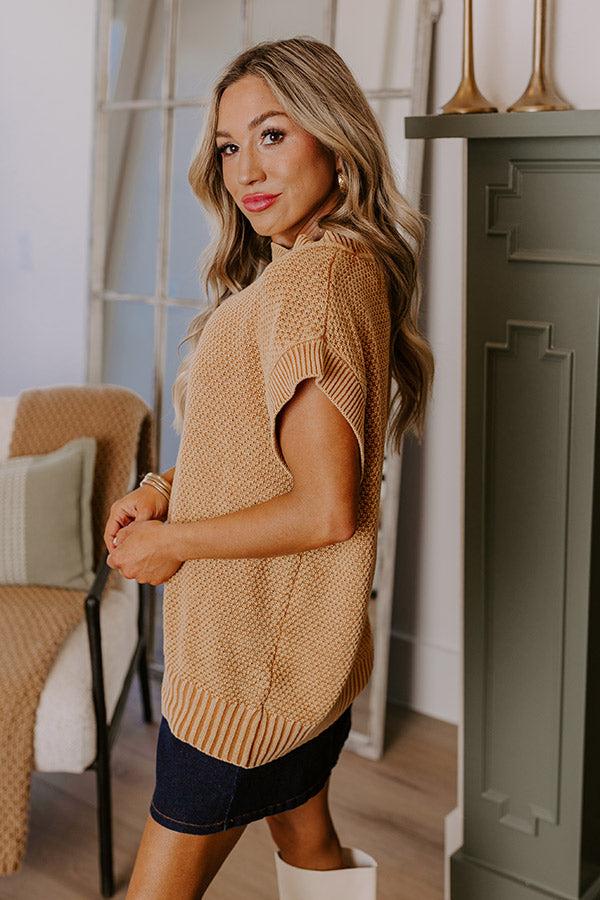 Impressions Patio Views Vintage Wash Knit Top In Camel
