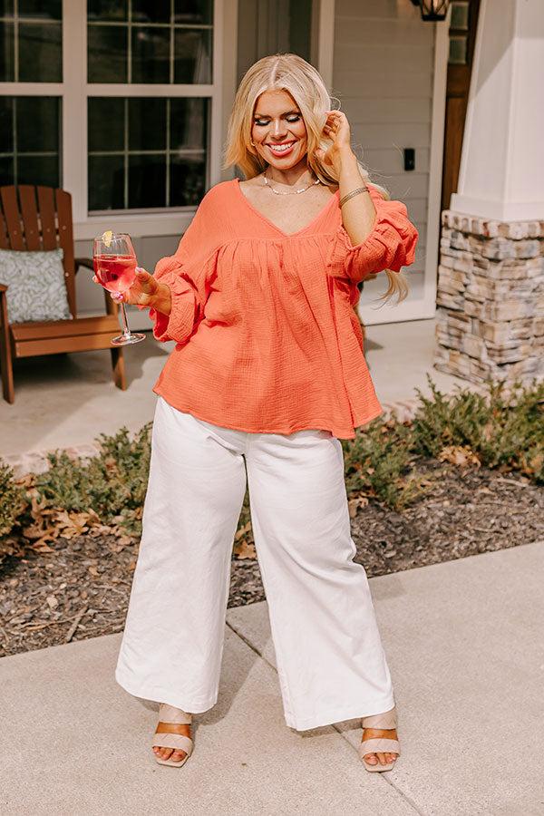 Impressions Pause And Reflect Babydoll Top In Bright Coral Curves