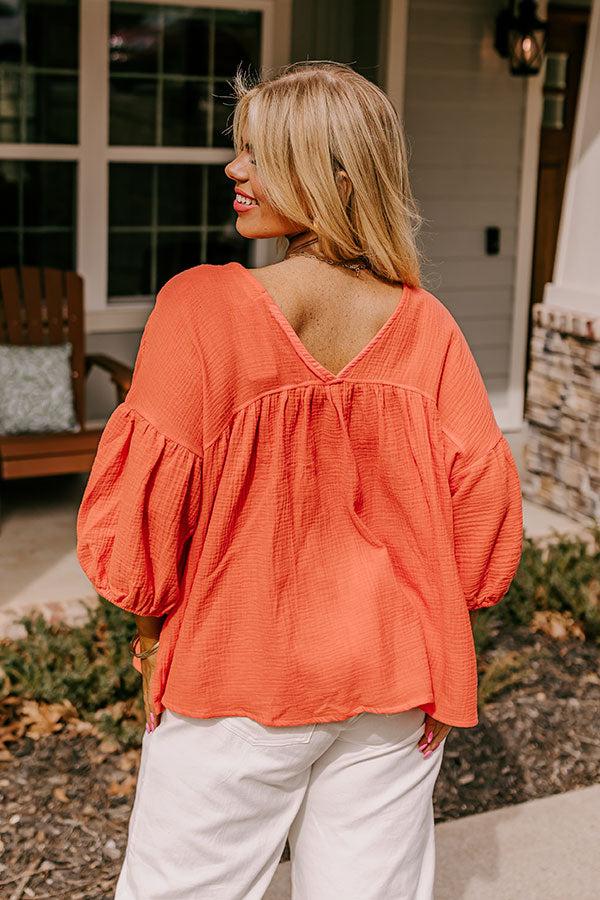 Impressions Pause And Reflect Babydoll Top In Bright Coral Curves