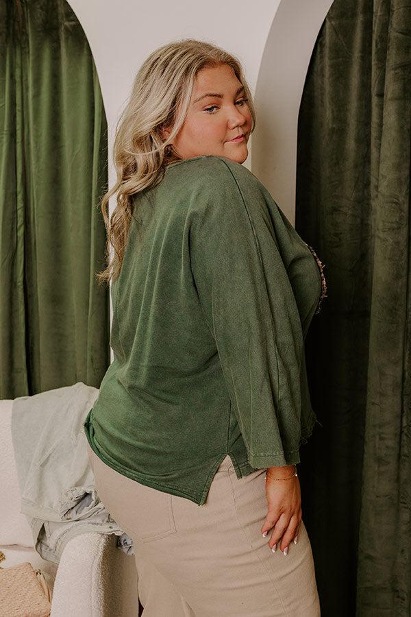 Impressions Peace And Love Vintage Wash Tee In Hunter Green Curves
