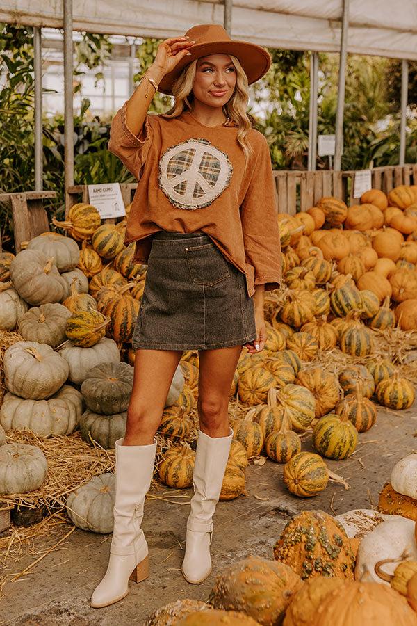 Impressions Peace And Love Vintage Wash Tee In Iced Mocha