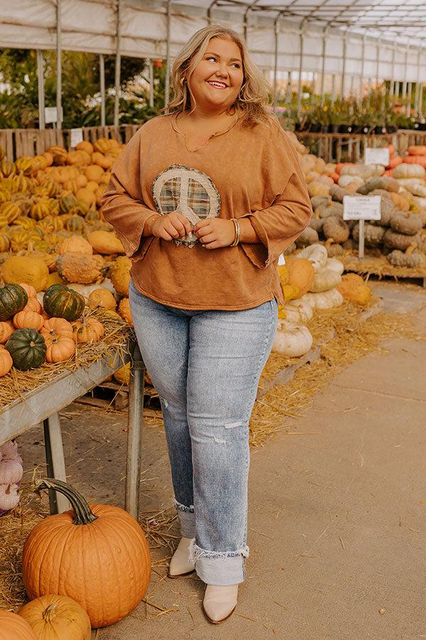 Impressions Peace And Love Vintage Wash Tee In Iced Mocha Curves