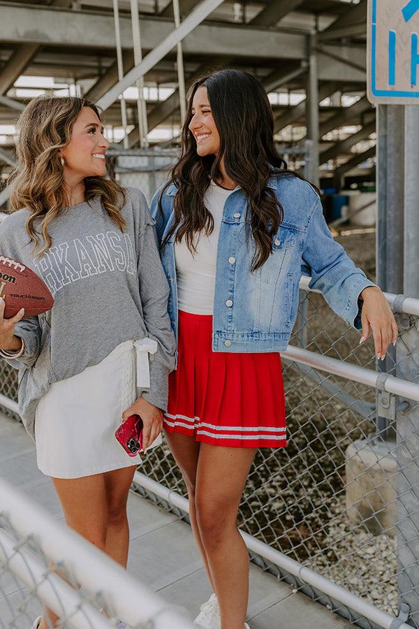 Impressions Pep Squad High Waist Pleated Skort in Red