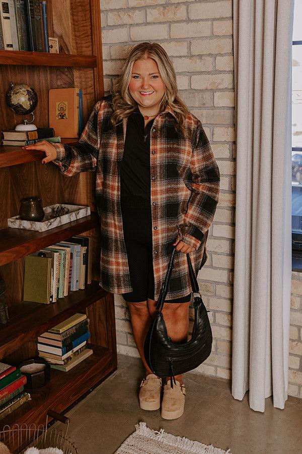 Impressions Peppermint Kisses Flannel Tunic Dress In Black Curves