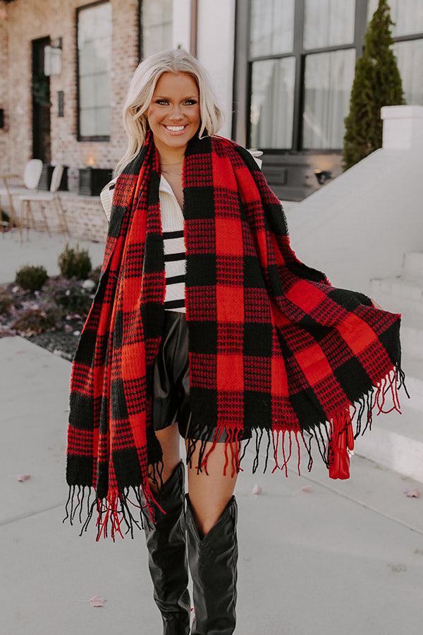 Impressions Peppermint Mocha Buffalo Check Scarf In Red