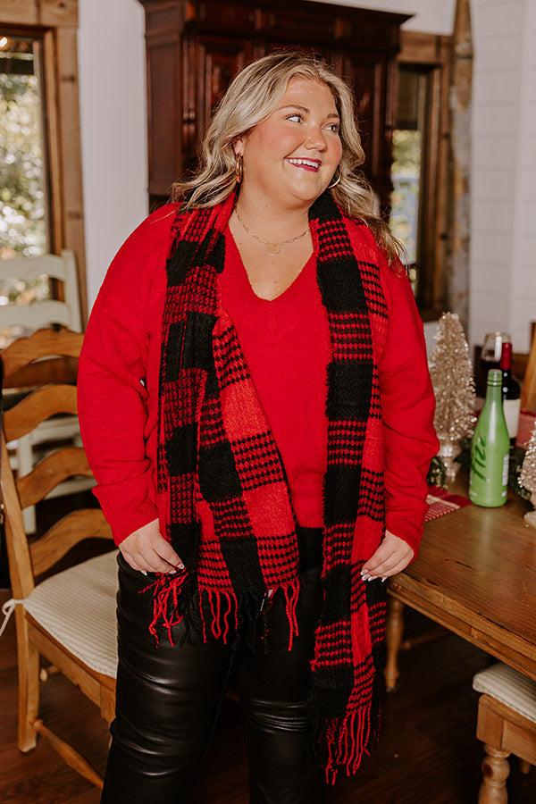 Impressions Peppermint Mocha Buffalo Check Scarf In Red