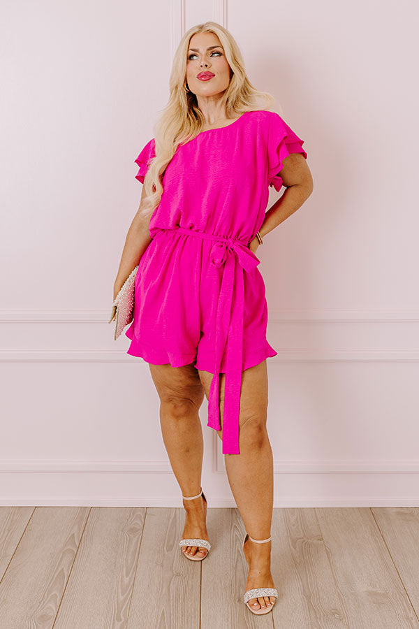 Impressions Perks of Paradise Romper in Hot Pink Curves