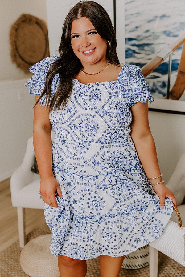 Impressions Petit Fours and Picnics Eyelet Embroidered Mini Dress Curves