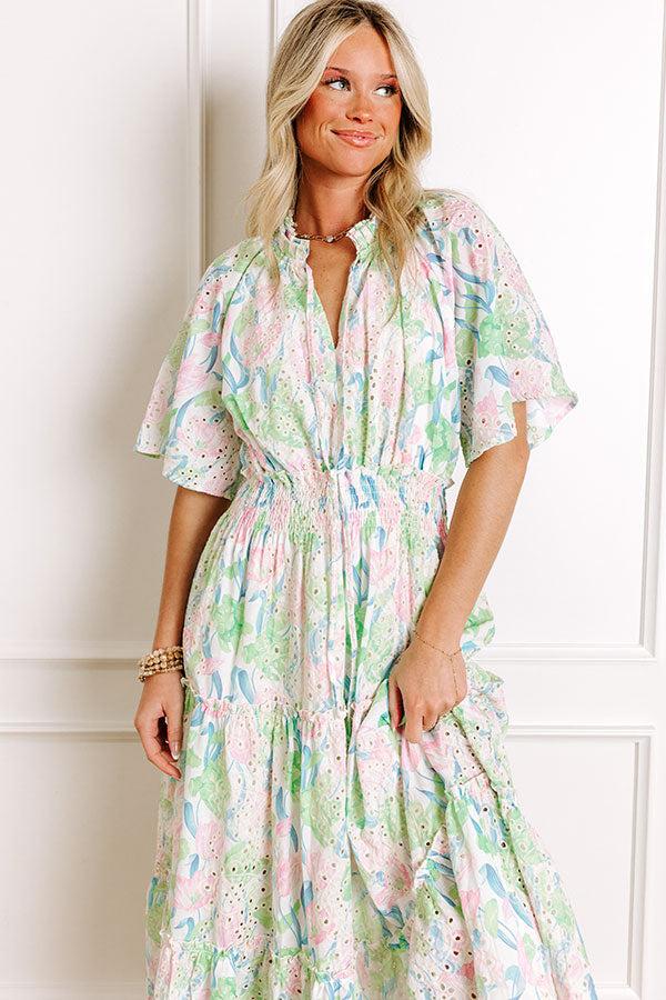 Impressions Picking Tulips Floral Eyelet Midi Dress