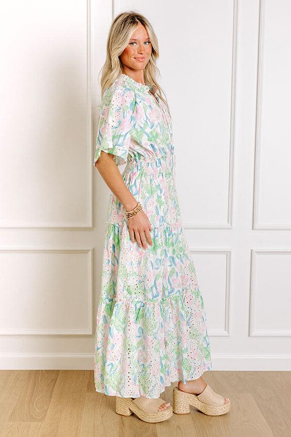 Impressions Picking Tulips Floral Eyelet Midi Dress