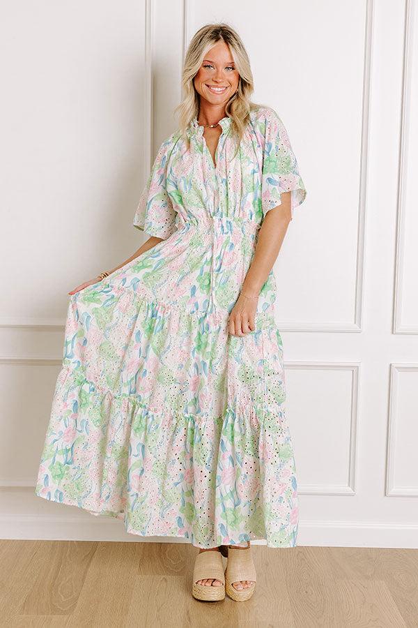 Impressions Picking Tulips Floral Eyelet Midi Dress