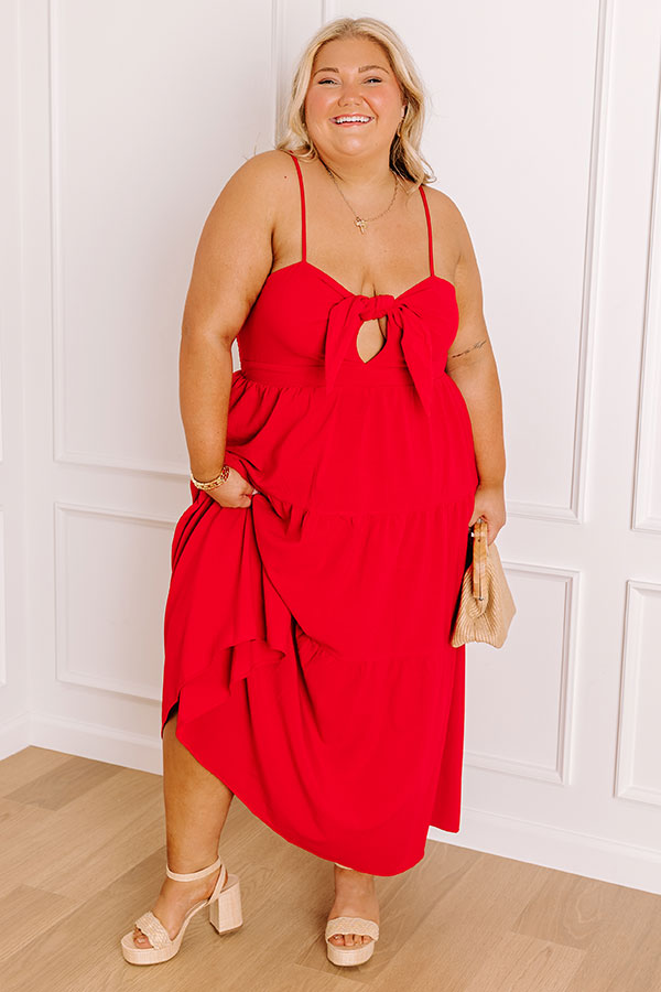 Impressions Picnic Cutie Front Tie Midi Dress Curves