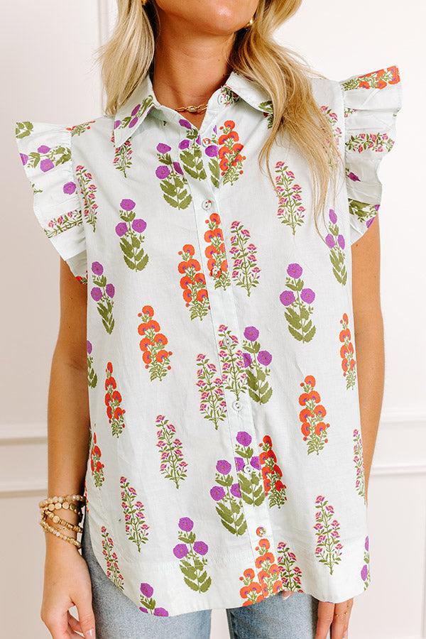 Impressions Picnic In The Garden Button Down Floral Top