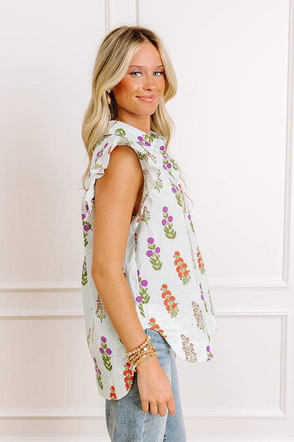 Impressions Picnic In The Garden Button Down Floral Top