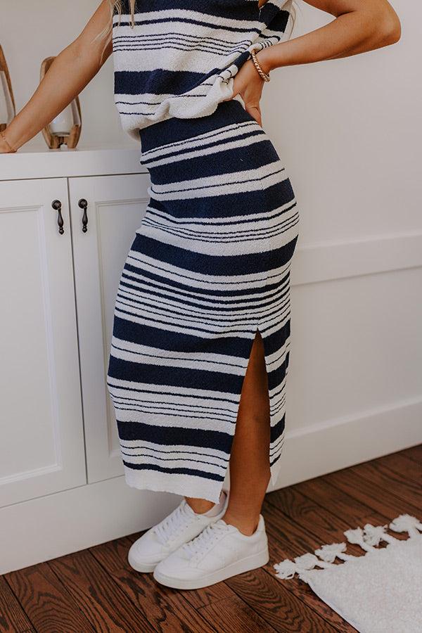 Impressions Piers And Cheers High Waist Stripe Knit Skirt