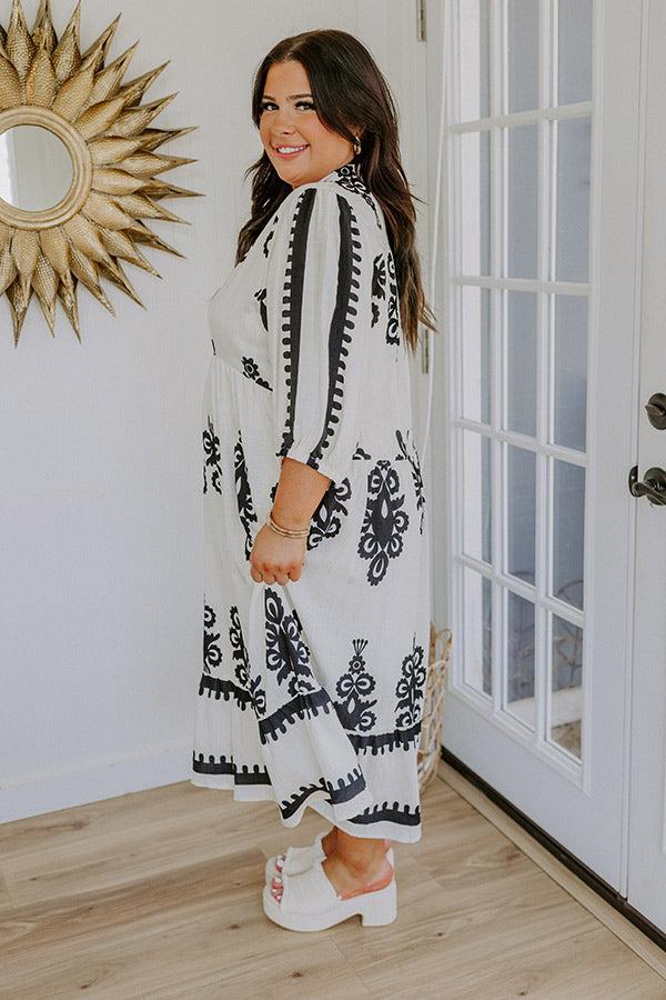 Impressions Playa Del Perfection Midi Dress In Cream Curves