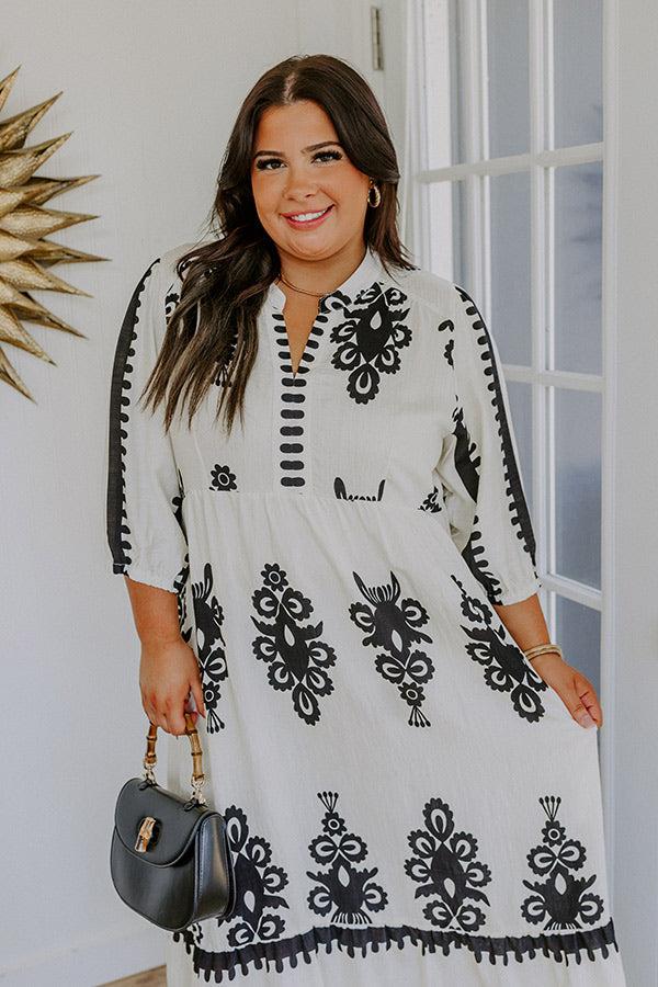 Impressions Playa Del Perfection Midi Dress In Cream Curves