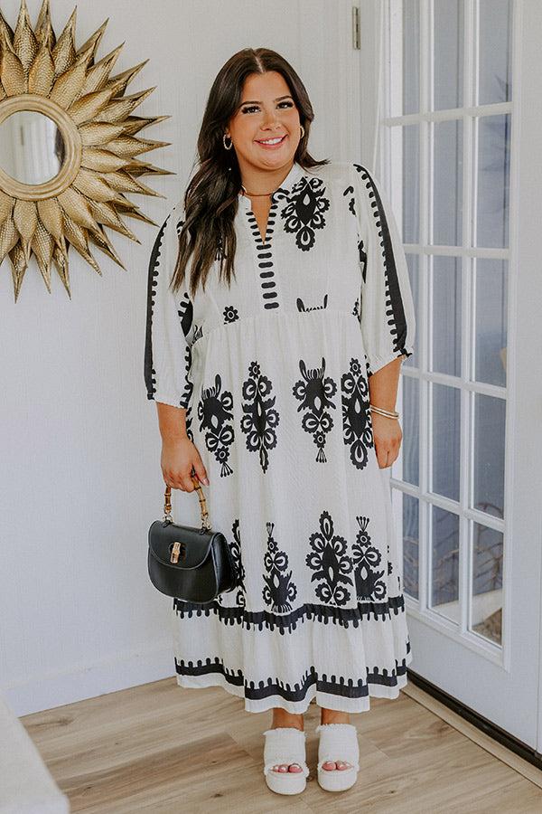 Impressions Playa Del Perfection Midi Dress in Cream Curves