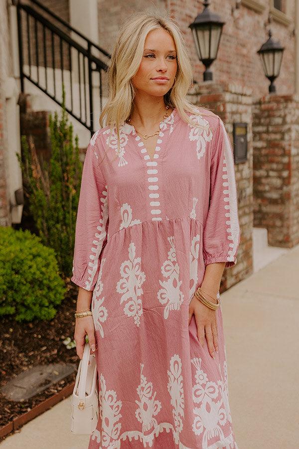 Impressions Playa Del Perfection Midi Dress In Dusty Purple