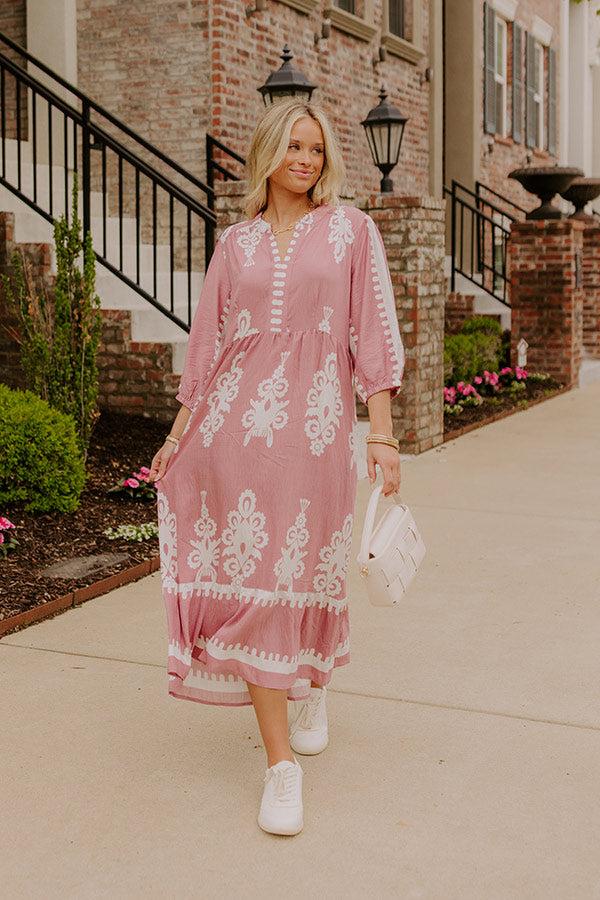 Impressions Playa Del Perfection Midi Dress In Dusty Purple