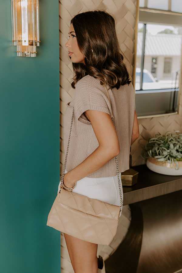 Impressions Poetry And Lattes Knit Top In Warm Taupe