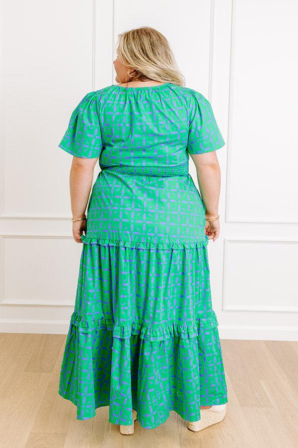 Impressions Polished Perfection Floral Maxi Dress In Green Curves
