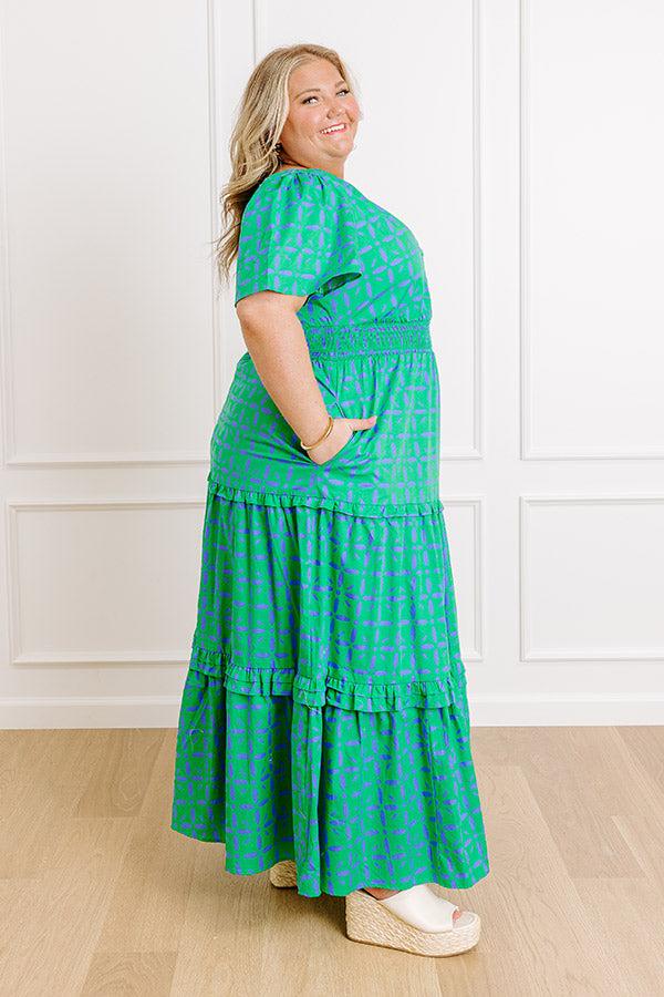 Impressions Polished Perfection Floral Maxi Dress In Green Curves