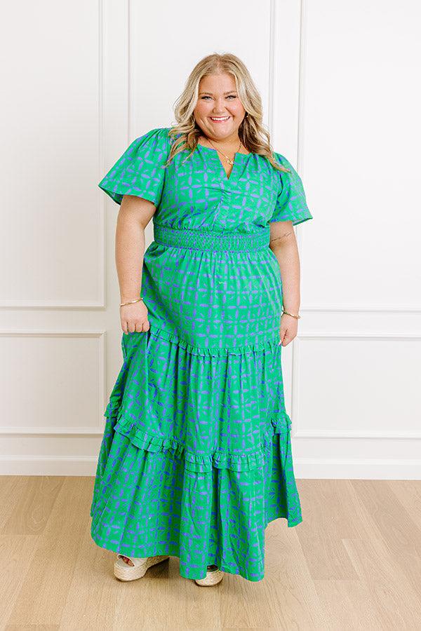 Impressions Polished Perfection Floral Maxi Dress in Green Curves