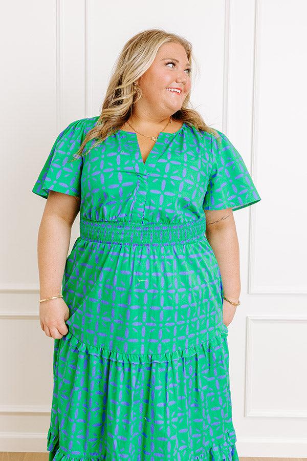 Impressions Polished Perfection Floral Maxi Dress In Green Curves