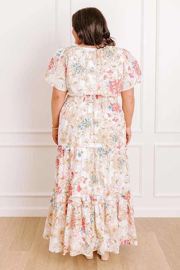 Impressions Polished Perfection Floral Maxi Dress In White Curves
