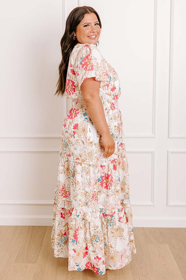 Impressions Polished Perfection Floral Maxi Dress In White Curves