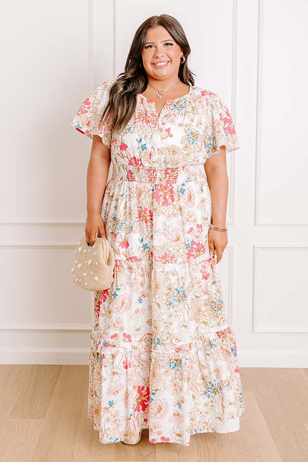 Impressions Polished Perfection Floral Maxi Dress in White Curves