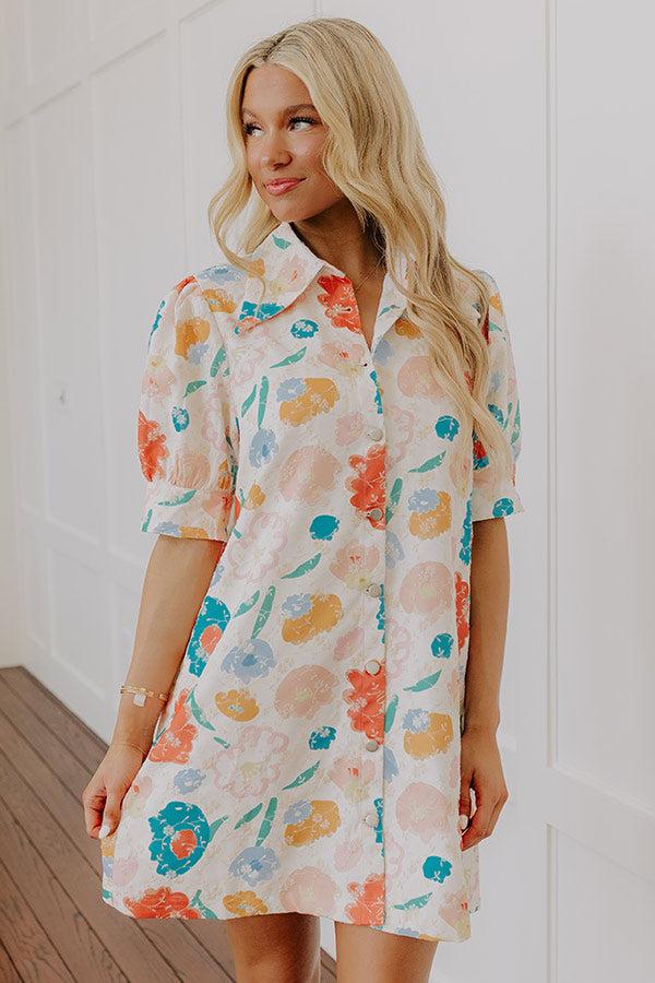 Impressions Pop Of Color Floral Embroidered Mini Dress