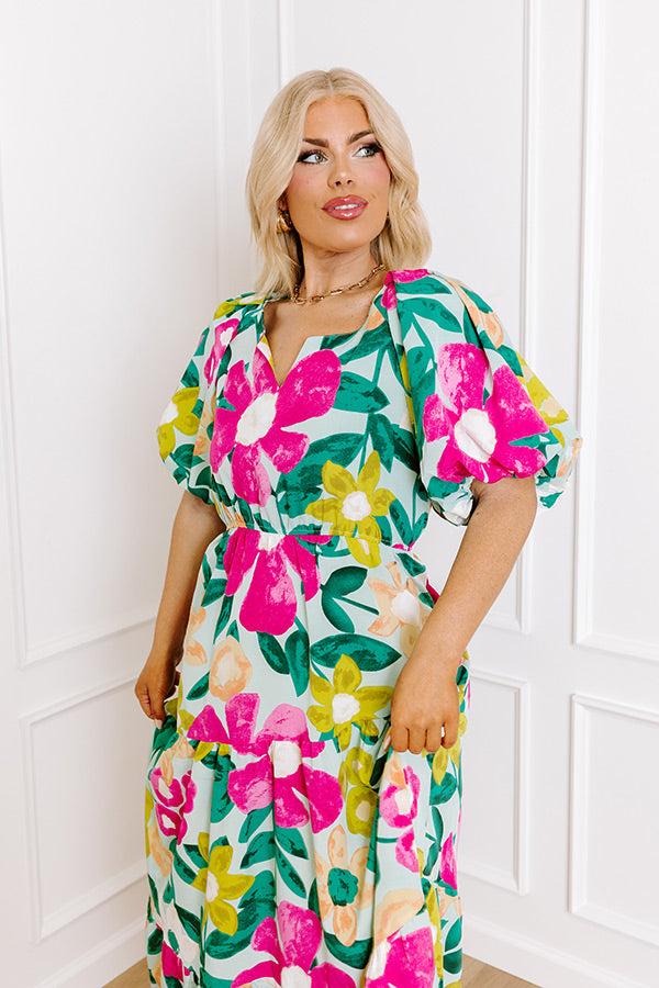 Impressions Porch Swing At Sunset Floral Midi In Limpet Shell Curves