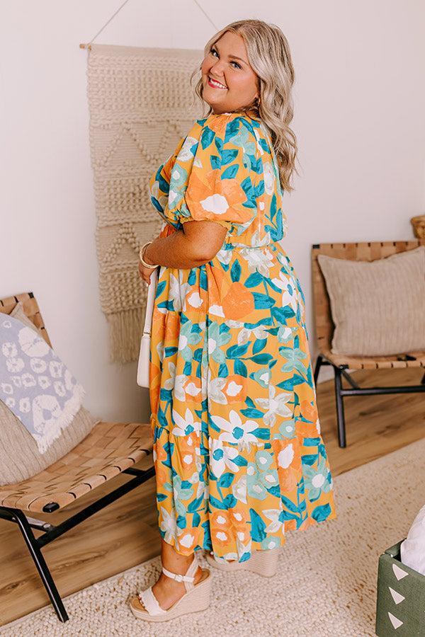 Impressions Porch Swing At Sunset Floral Midi In Orange Curves