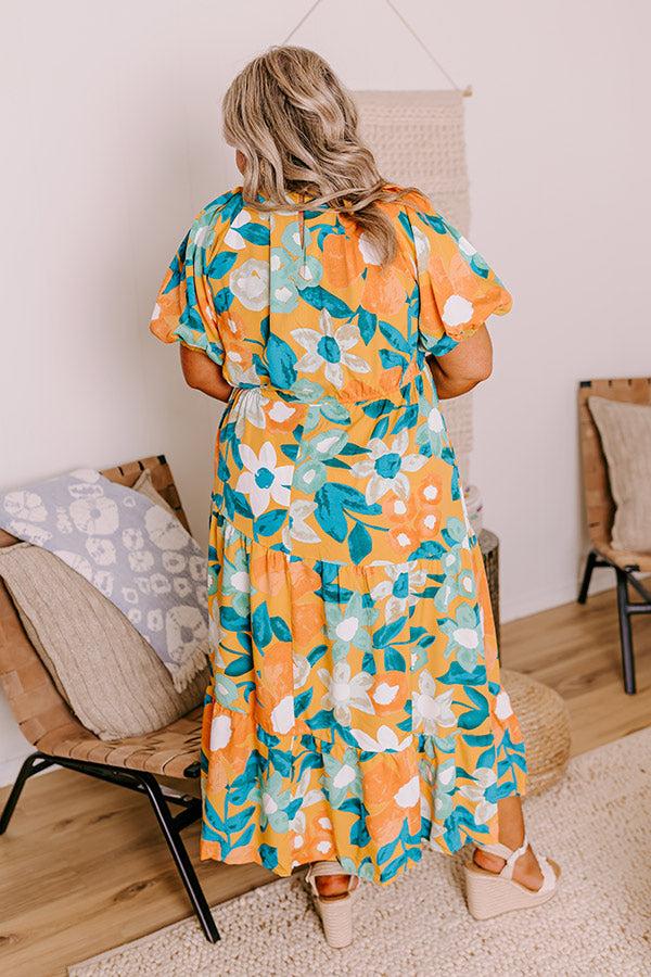 Impressions Porch Swing At Sunset Floral Midi In Orange Curves