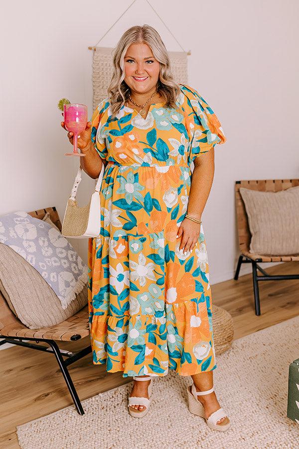 Impressions Porch Swing At Sunset Floral Midi in Orange Curves