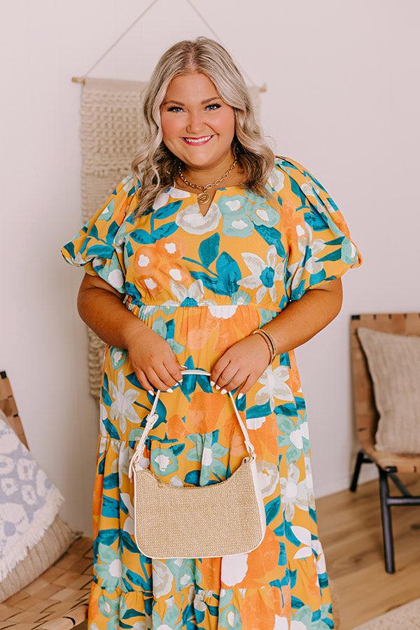 Impressions Porch Swing At Sunset Floral Midi In Orange Curves