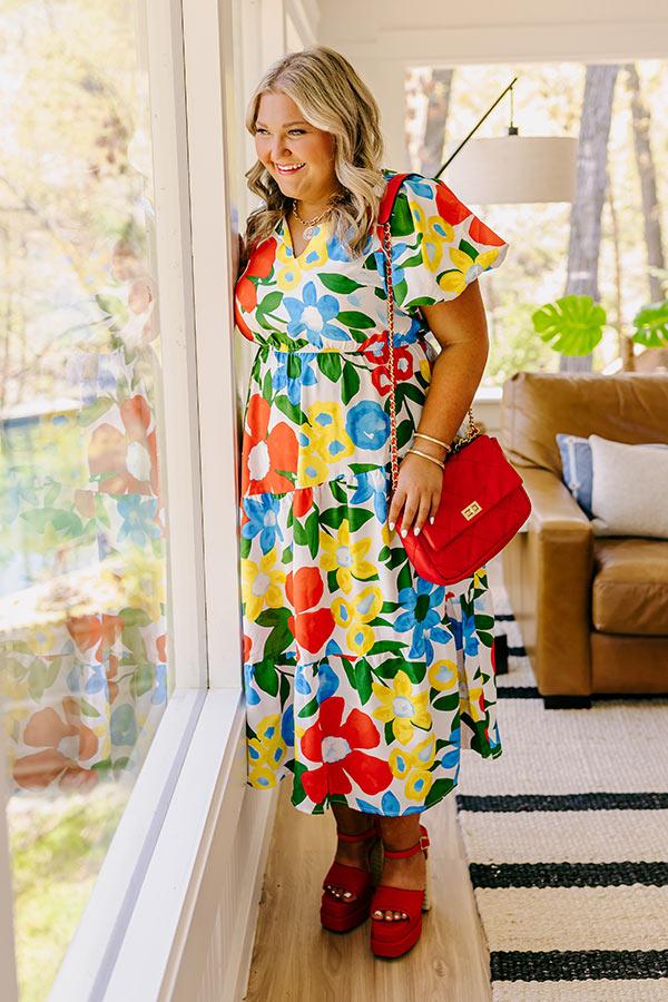 Impressions Porch Swing At Sunset Floral Midi In White Curves