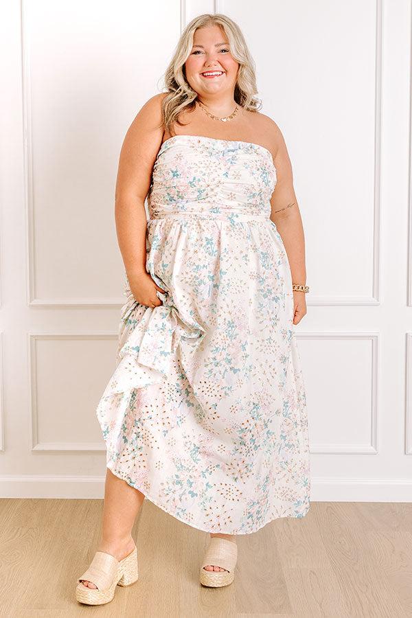 Impressions Portofino Days Floral Eyelet Midi Dress Curves