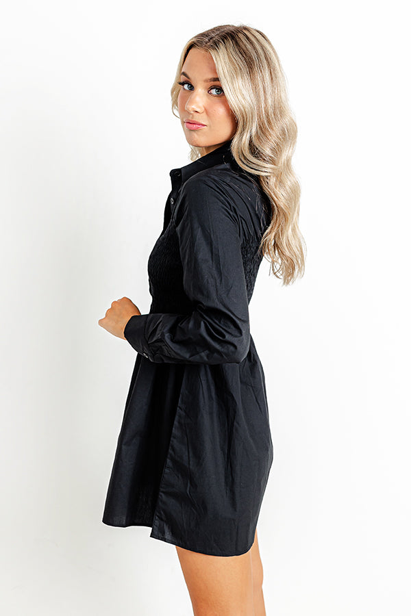 Impressions Posh Mindset Smocked Mini Dress In Black