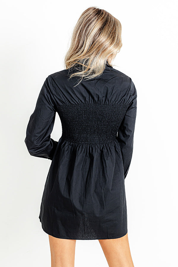 Impressions Posh Mindset Smocked Mini Dress In Black