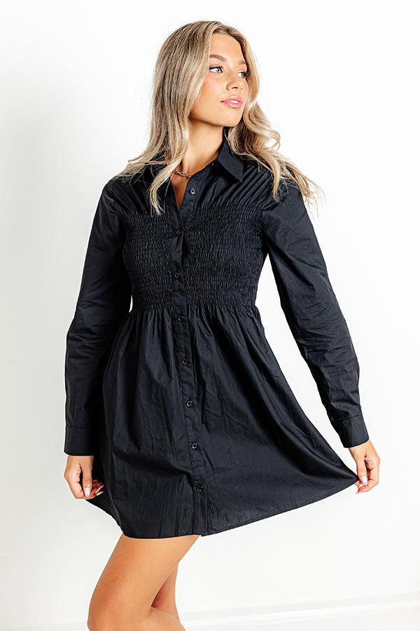 Impressions Posh Mindset Smocked Mini Dress In Black