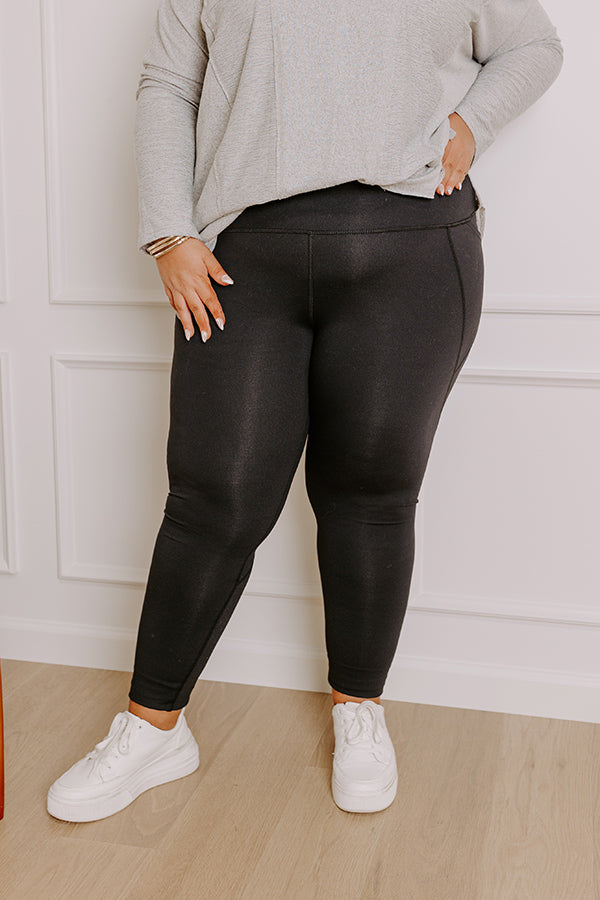 Impressions Power Hour High Waist Active Leggings In Black Curves