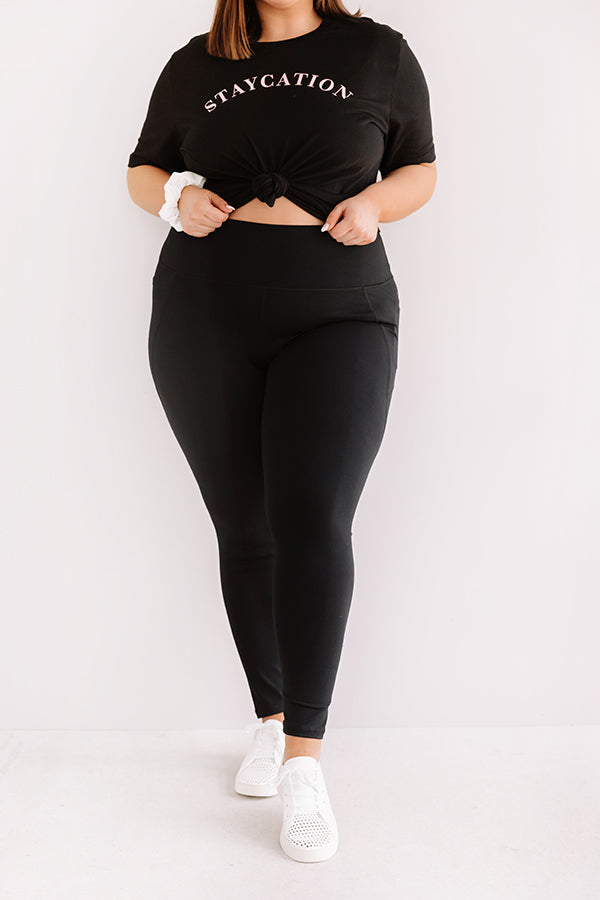 Impressions Power Hour High Waist Active Leggings In Black Curves
