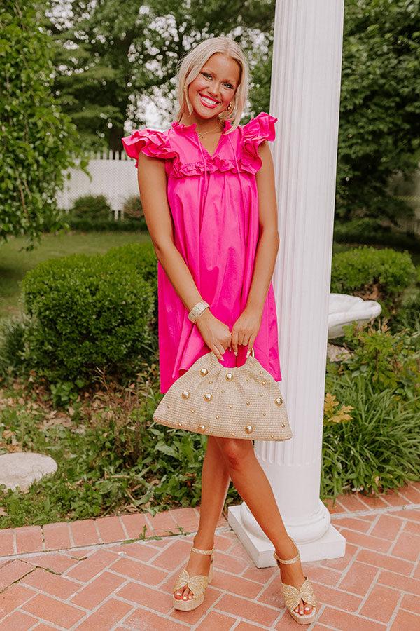 Impressions Pretty Chic Ruffle Mini Dress In Hot Pink