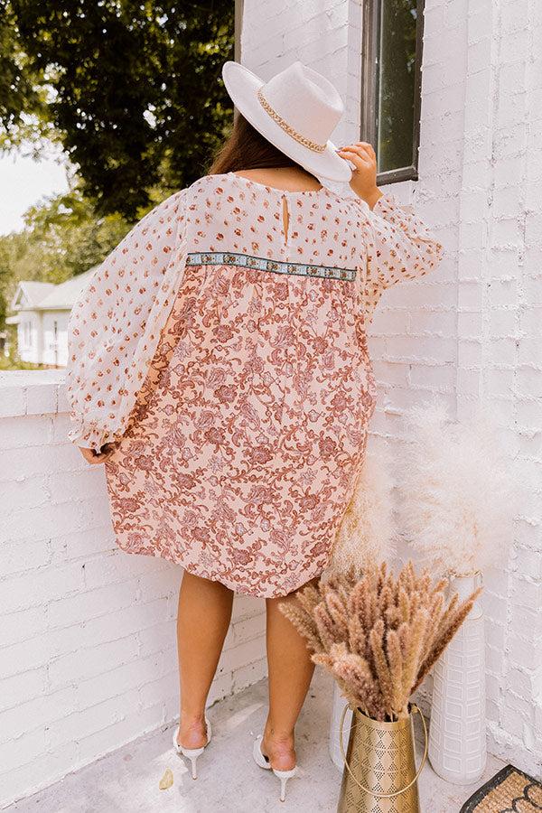 Impressions Pretty Jubilee Shift Dress In Peach Curves