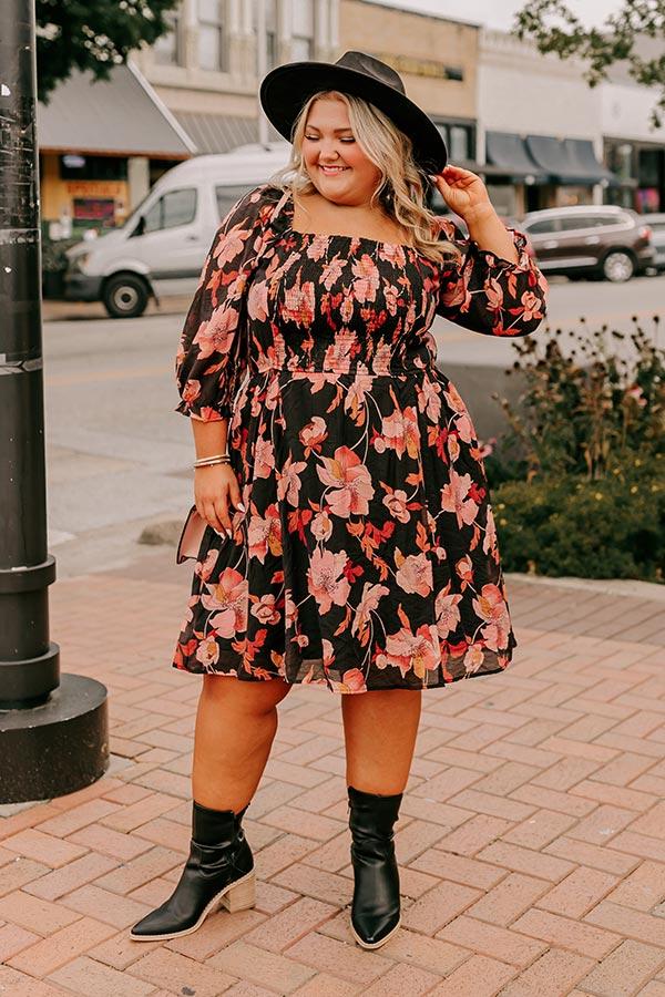 Impressions Pretty Petals Smocked Mini Dress Curves